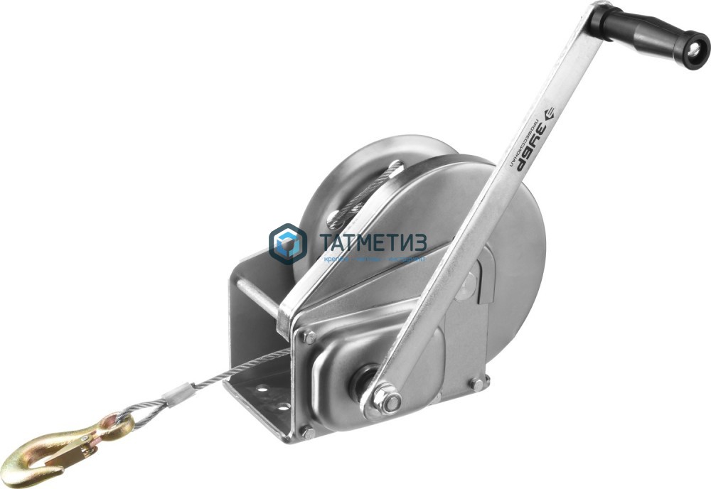 Лебедка ЗУБР "Профессионал" ручная, тросовая, барабанная, 0,9 т, 8м -  магазин «ТАТМЕТИЗ»