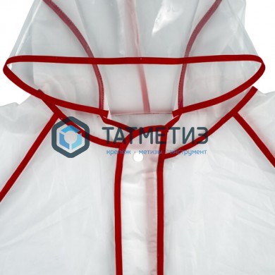 Плащ-дождевик прочный на кнопках, EVA, БЕЛЫЙ с красным кантом, 130 мк, с карманами, Nadzor/20 -  магазин «ТАТМЕТИЗ»