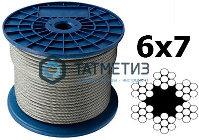 Трос стальной оц. 5 мм DIN 3055 (100 м/бух) ТК | «ТАТМЕТИЗ» Трос стальной оц. 5 мм DIN 3055 (100 м/бух) ТК - магазин крепежа «ТАТМЕТИЗ»