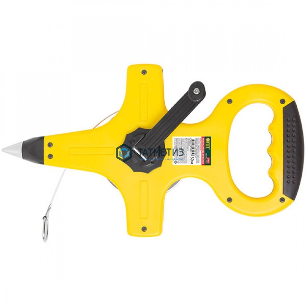 Рулетка геодезическая, 100 м, стальная лента, открытый пласт.корпус, прорез.ручка, FIT -  магазин «ТАТМЕТИЗ»