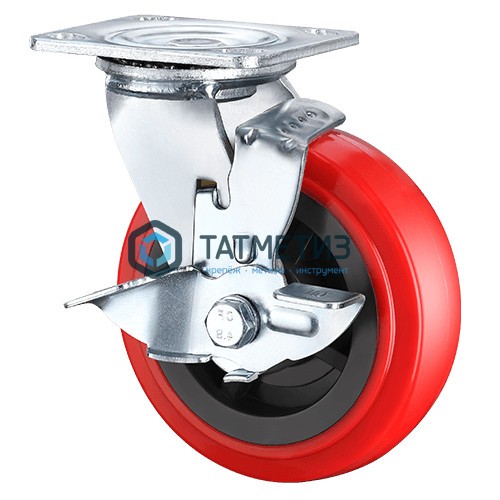 Колесо большегрузное ПОЛИУРЕНТАН, нейлоновый обод, поворотное с тормозом d 200 мм -  магазин крепежа «ТАТМЕТИЗ»