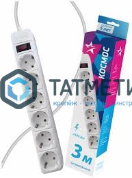 Удлинитель бытовой 5х5м С/З, 16А, IP20 ПВС 3х1 с выкл, БЕЛЫЙ, КОСМОС -  магазин крепежа «ТАТМЕТИЗ»