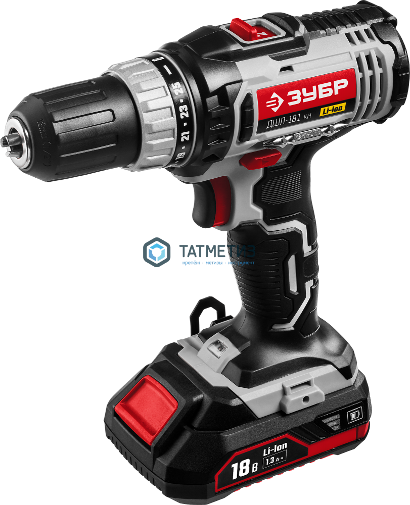 Дрель-шуруповерт, 18.0 В, 1,3 А/ч, Li-Ion, 2-х скор., 13мм, 0-400/0-1400об/мин, 2 АКБ, БЗУ, ЗУБР Дрель-шуруповерт, 18.0 В, 1,3 А/ч, Li-Ion, 2-х скор., 13мм, 0-400/0-1400об/мин, 2 АКБ, БЗУ, ЗУБР
