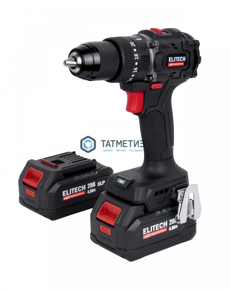 Дрель-шуруповерт 20 В, CD 20ISL2, ударная, бщет, 70 Нм, 2х4.0Ач, ELP, БЗП-13мм, кейс, ELITECH -  магазин «ТАТМЕТИЗ»