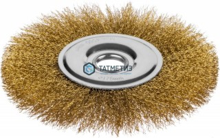 Щетка для УШМ дисковая 175 мм, витая стальная латунированная проволока 0,3мм MIRAX -  магазин крепежа «ТАТМЕТИЗ»