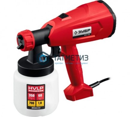 Краскопульт электрич, ЗУБР, HVLP, 0.8л, 0-700мл/мин, вязкость краски 60 DIN/сек, сопло 1.8мм, 350Вт -  магазин крепежа «ТАТМЕТИЗ»