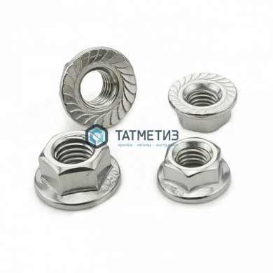 Гайка М 8 DIN 6923 А2-70 с фланцем | «ТАТМЕТИЗ» Гайка М 8 DIN 6923 А2-70 с фланцем - магазин крепежа «ТАТМЕТИЗ»