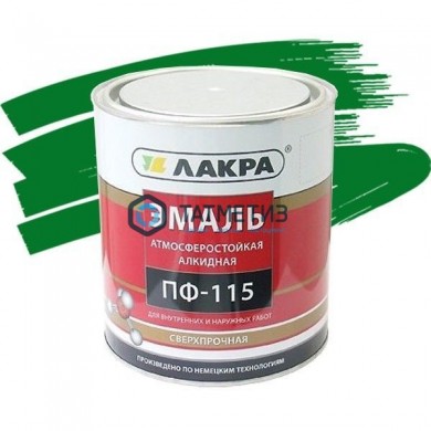 Эмаль ПФ-115  ЗЕЛЕНАЯ  2 кг-. /6 ЛАКРА -  магазин крепежа «ТАТМЕТИЗ»