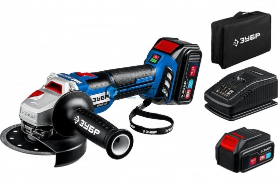 УШМ аккумуляторная 20В бесщеточная, 2 АКБ (4Ач), в сумке, ЗУБР Профессионал -  магазин крепежа «ТАТМЕТИЗ»