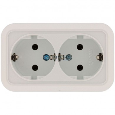 Розетка 2-м ОП с/з квадр. бел. MAKEL 45182 -  магазин крепежа «ТАТМЕТИЗ»