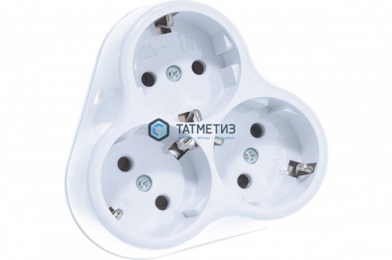 Тройник на 3 гнезда с заземлением круглый 16А Универсал -  магазин крепежа «ТАТМЕТИЗ»
