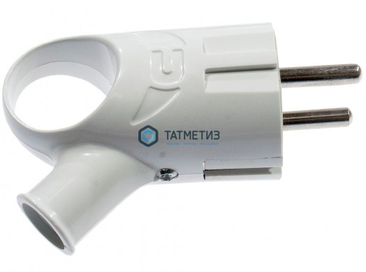 Эл.вилка угловая с/з белая с ушком 16А 250В UNIVersal А112 -  магазин крепежа «ТАТМЕТИЗ»