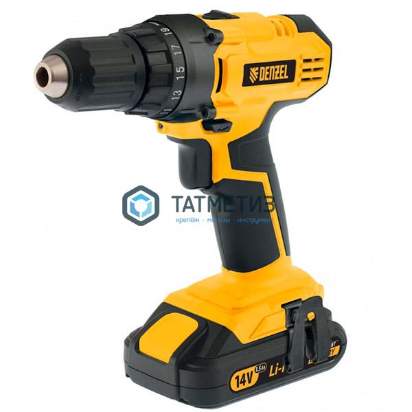Дрель-шуруповерт аккумуляторная CDL-IB-14-02, Li-Ion, 14 В, 1,5 Ач, 2 акк.// Denzel Дрель-шуруповерт аккумуляторная CDL-IB-14-02, Li-Ion, 14 В, 1,5 Ач, 2 акк.// Denzel