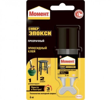 Клей Момент Супер Эпокси Прозрачный, шприц, 6 мл -  магазин «ТАТМЕТИЗ»