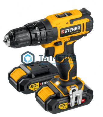 Дрель-шуруповерт 20 В, STEHER, 2 АКБ (2Ач), в кейсе -  магазин крепежа «ТАТМЕТИЗ»