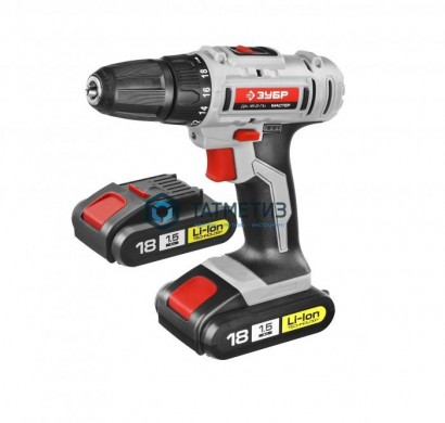 Дрель-шуруповерт ЗУБР "МАСТЕР", Li-Ion, 18 В, 1.5 Ач, 10 мм, 0-350 0-1350 об мин, 2 АКБ, БЗУ | «ТАТМЕТИЗ» Дрель-шуруповерт ЗУБР "МАСТЕР", Li-Ion, 18 В, 1.5 Ач, 10 мм, 0-350 0-1350 об мин, 2 АКБ, БЗУ - магазин крепежа «ТАТМЕТИЗ»