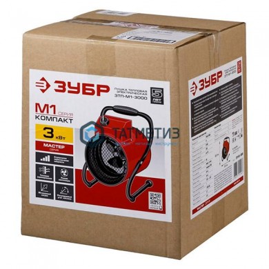 Пушка тепловая КОМПАКТ, ЗУБР ЗТП-М1-3000, круглая, электрическая, гладкий нерж ТЭН, двойные стенки ( -  магазин крепежа «ТАТМЕТИЗ»