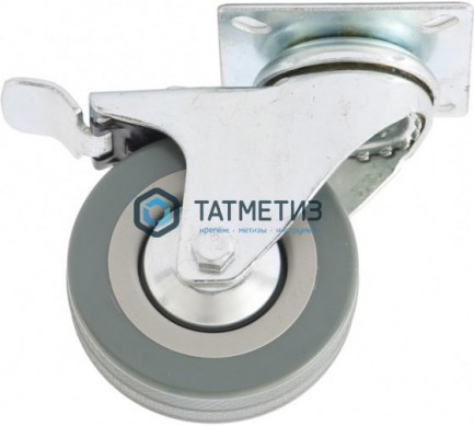 Колесо поворотное с тормозом d-100мм, крепление  платформенное СИБРТЕХ -  магазин крепежа «ТАТМЕТИЗ»